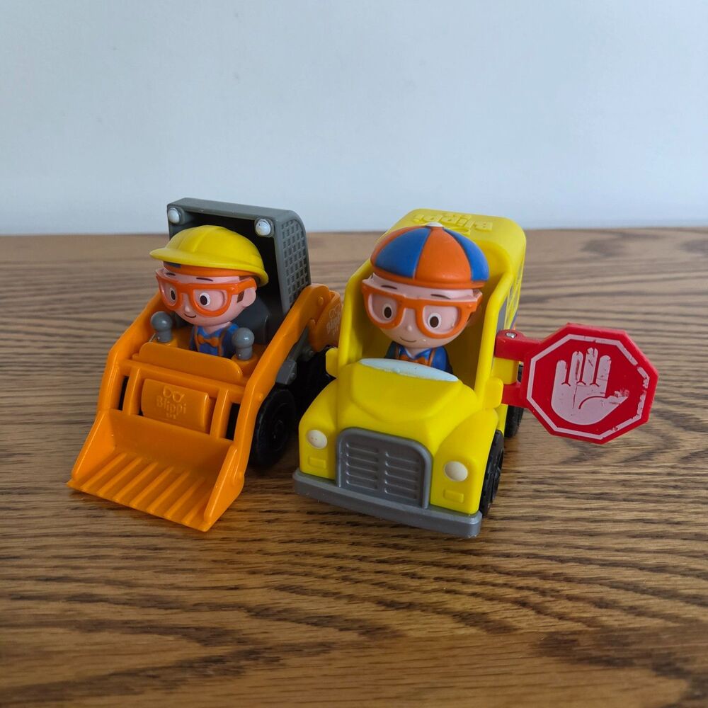 Blippi Mini Vehicles Toy Lot - Orange Front Loader & Yellow Blippi Mobile Toys